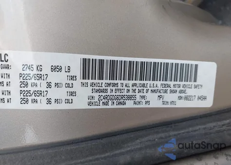 2013 Dodge Grand Caravan Crew из США, поврежденный, VIN 2C4RDGDG6DR538855